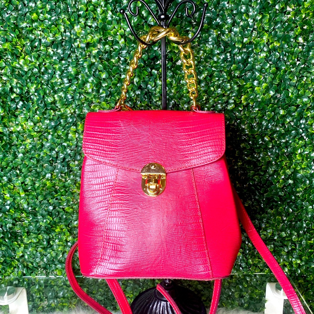 Divina Firenze Trilli Green Italian Leather Convertible Backpack Crossbody Bag